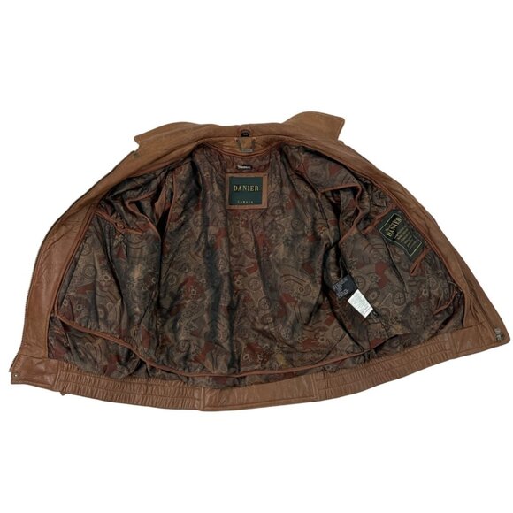 Vintage Danier Brown Leather Jacket Mens Size L - Picture 4 of 8